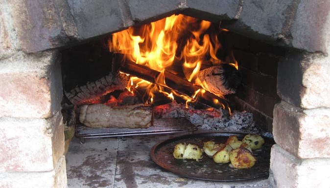 Pizza oven closeup